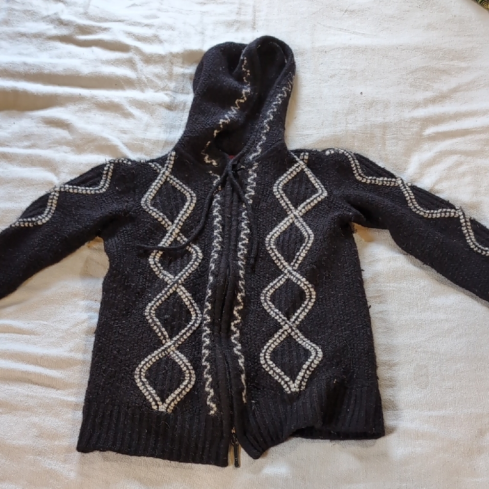 Liz Claiborne Black and White Patterned Kids Hoodie